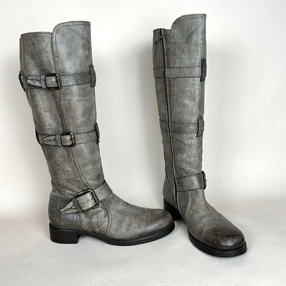 Alberto Fermani Camelot Tortaria Boots Leather Knee High Buckles 38 US 6,5 - Picture 4 of 16